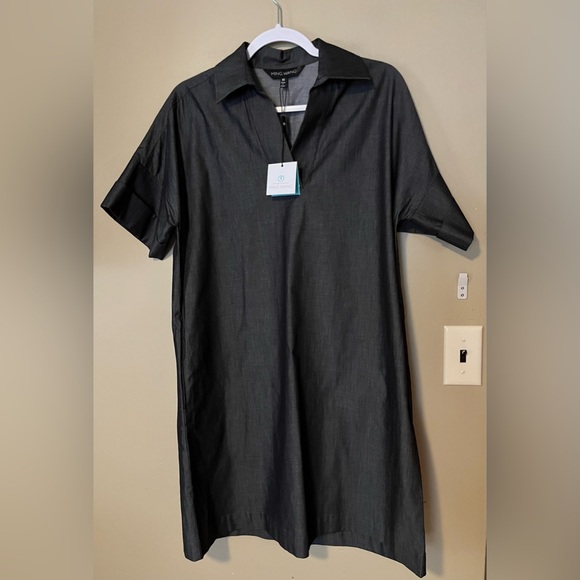 Ming Wang Side Pocket A Line Chambray Shirt Dress NWT - Picture 4 of 9